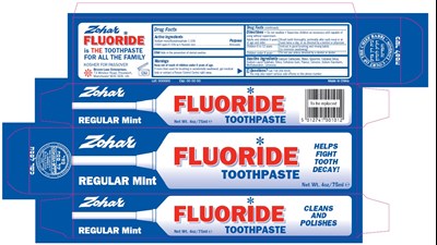 Zohar Fluoride Toothpaste Regular Mint (Zohar Toothpaste Regular Mint)